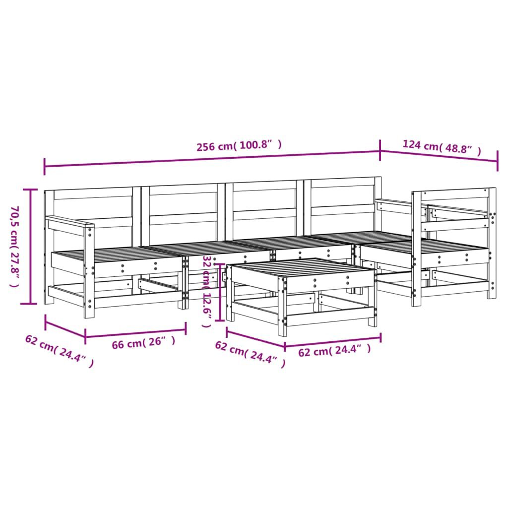 vidaXL 6 Piece Garden Lounge Set White Solid Wood Pine