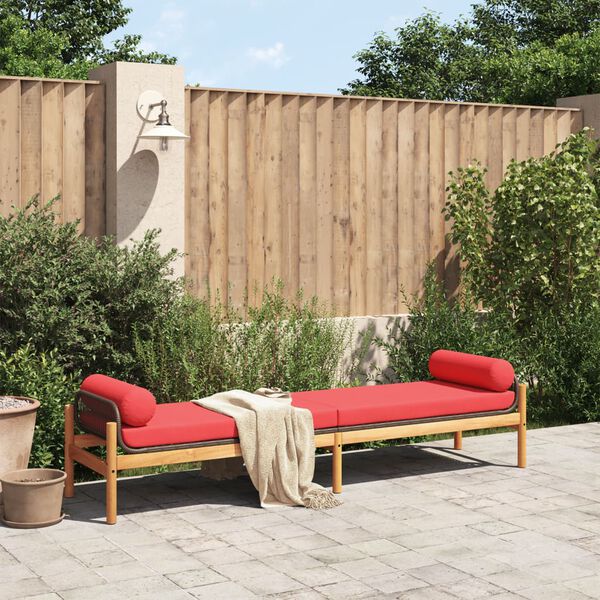 vidaXL Garden Bench with Cushion Brown Poly Rattan Acacia