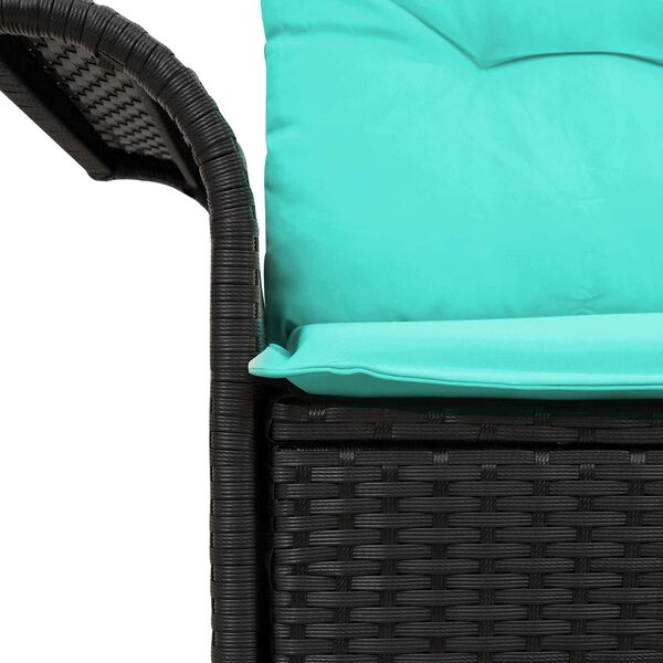 vidaXL 2-Seater Garden Sofa with Storage&Cushions Black Poly Rattan