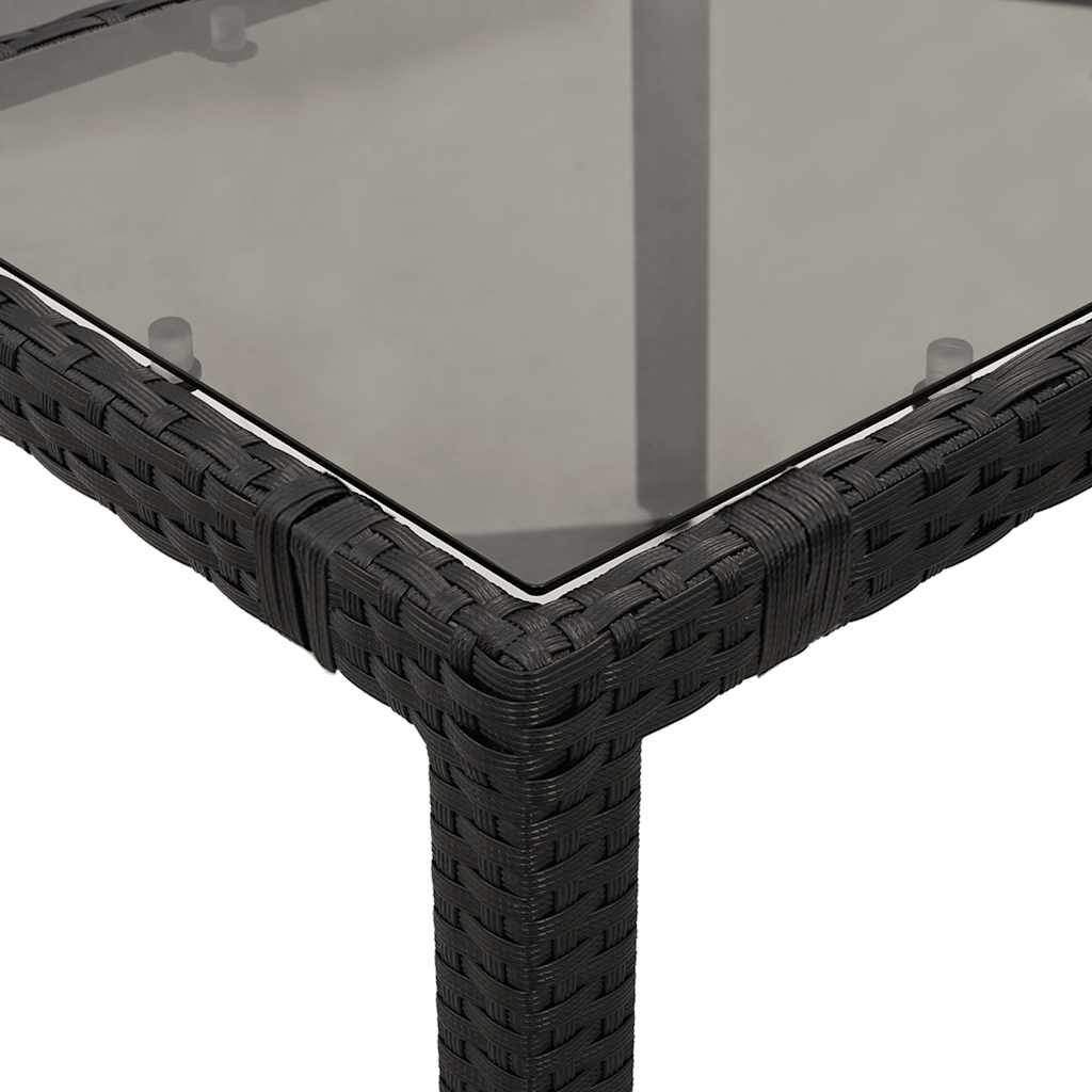 vidaXL 3 Piece Garden Bistro Set with Cushions Black Poly Rattan