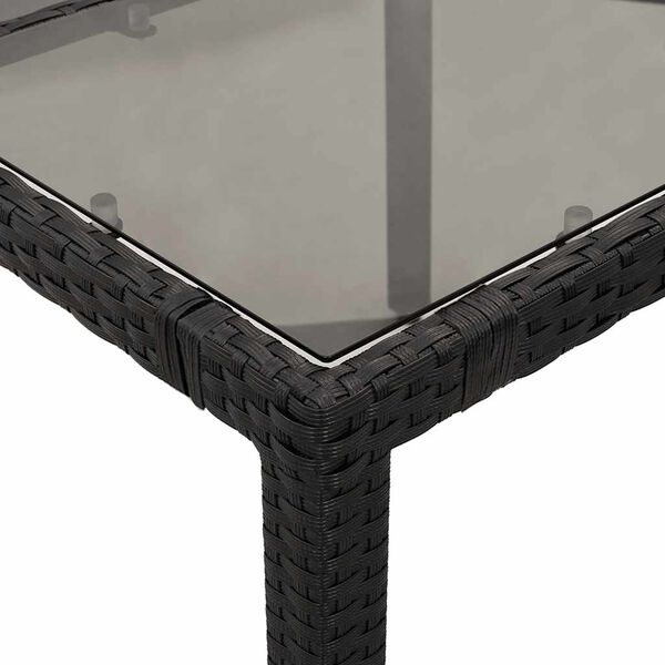 vidaXL 3 Piece Garden Bistro Set with Cushions Black Poly Rattan