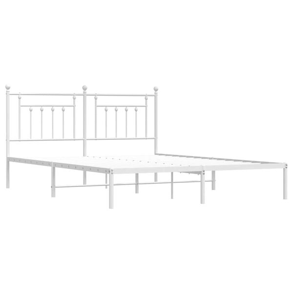 vidaXL Metal Bed Frame without Mattress with Headboard White 183x213cm