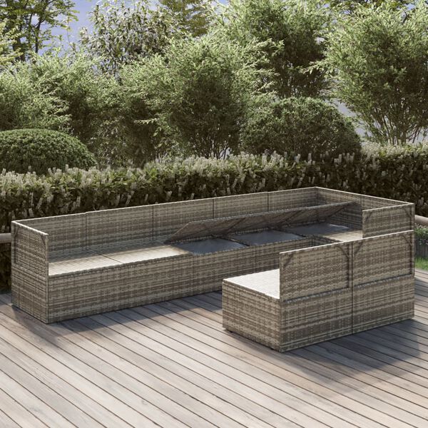 vidaXL 8 Piece Garden Lounge Set with Cushions Grey Poly Rattan