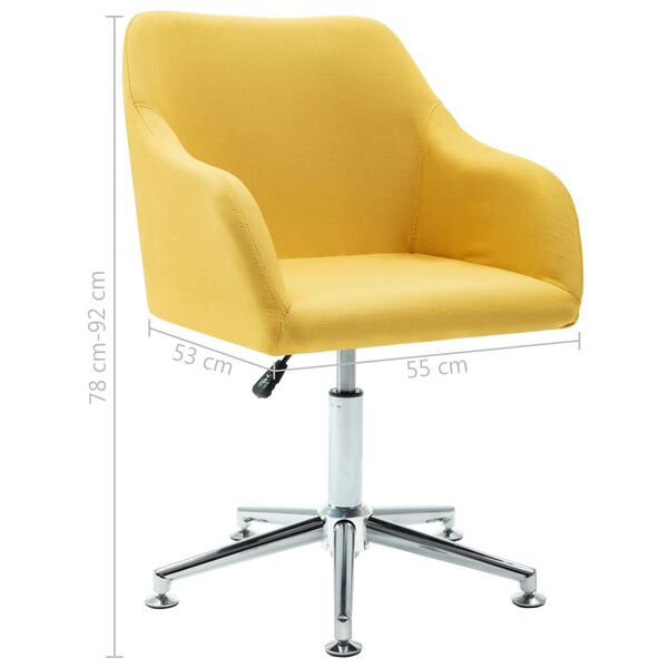 vidaXL Swivel Dining Chairs 2 pcs Yellow Fabric