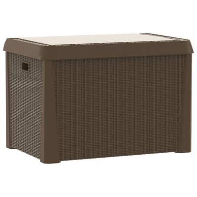 vidaXL Garden Storage Box with Seat Cushion Brown 125 L PP