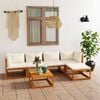 vidaXL 6 Piece Garden Lounge Set with Cushion Cream Solid Acacia Wood