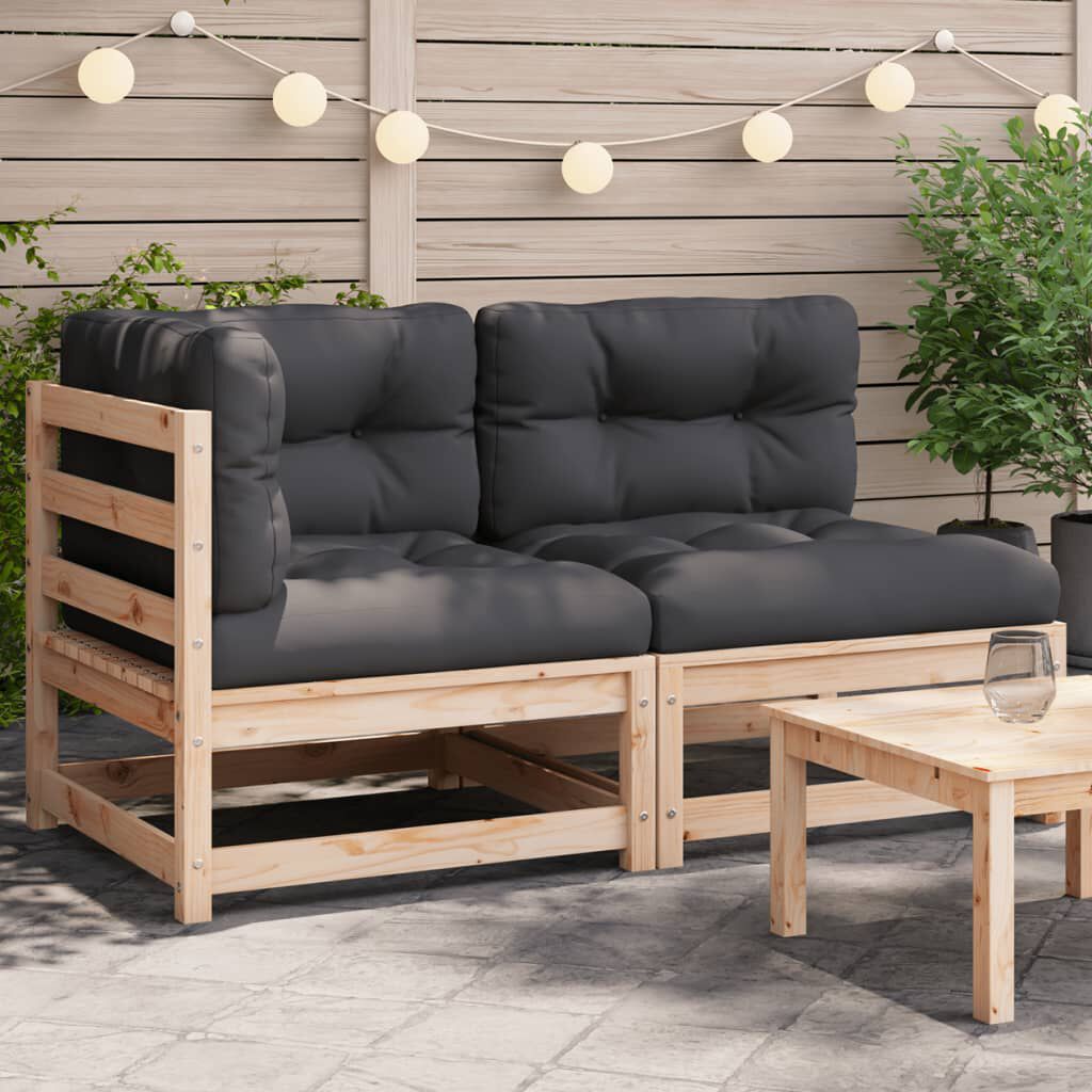vidaXL Garden Sofa with Cushions 2-Seater Solid Wood Pine