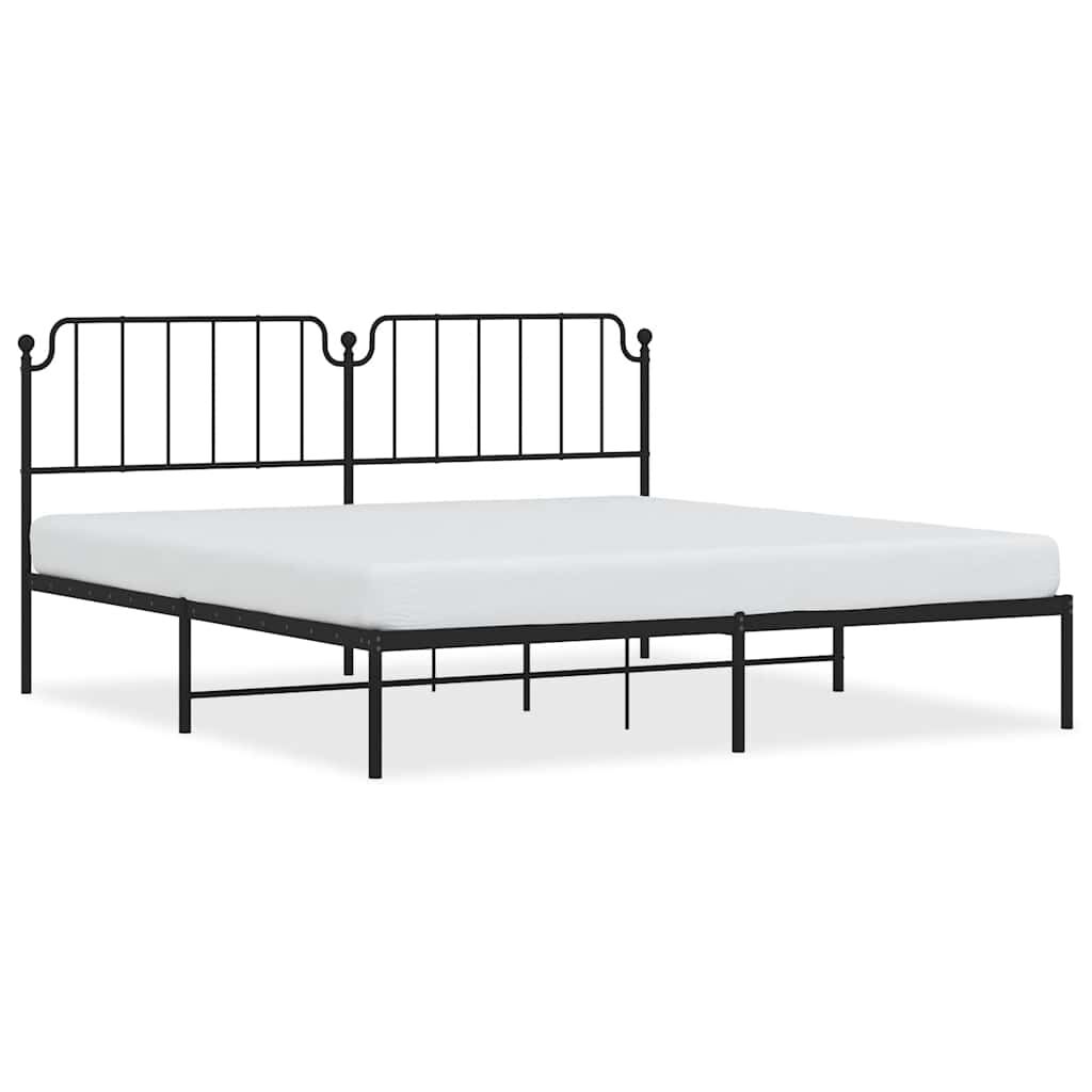 vidaXL Metal Bed Frame without Mattress with Headboard Black 193x203cm