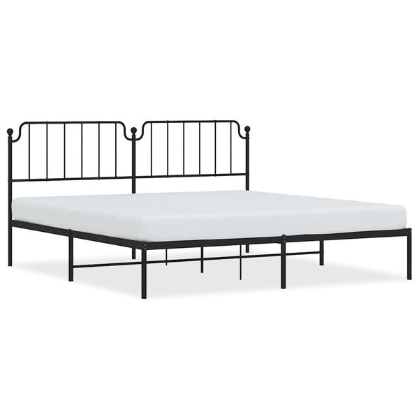 vidaXL Metal Bed Frame without Mattress with Headboard Black 193x203cm