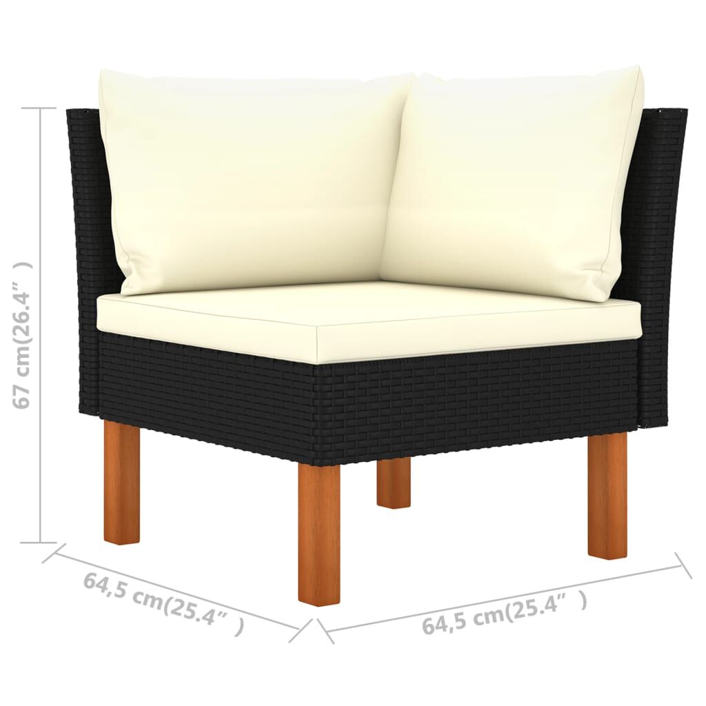 vidaXL Corner Sofas 2 pcs Poly Rattan and Solid Eucalyptus Wood