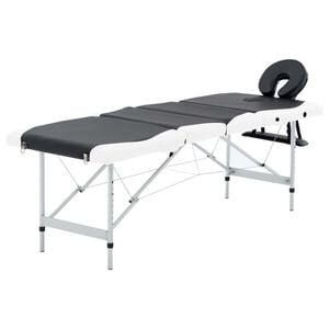 vidaXL 4-Zone Foldable Massage Table Aluminium Black and White