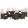 vidaXL Garden Dining Set with Cushion 7 pcs Brown Poly Rattan