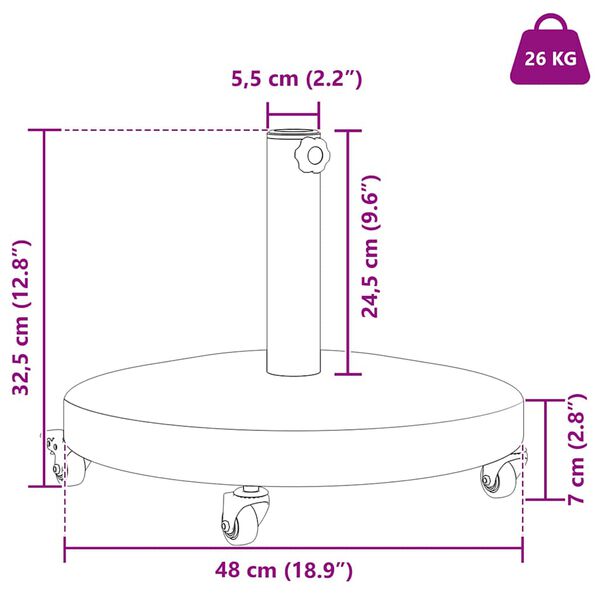 vidaXL Outdoor Umbrella Base Black 48 x 48 x 32 cm Steel, Concrete