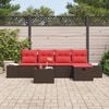 vidaXL Garden Sofa Set with Cushion 6 pcs Brown Poly Rattan
