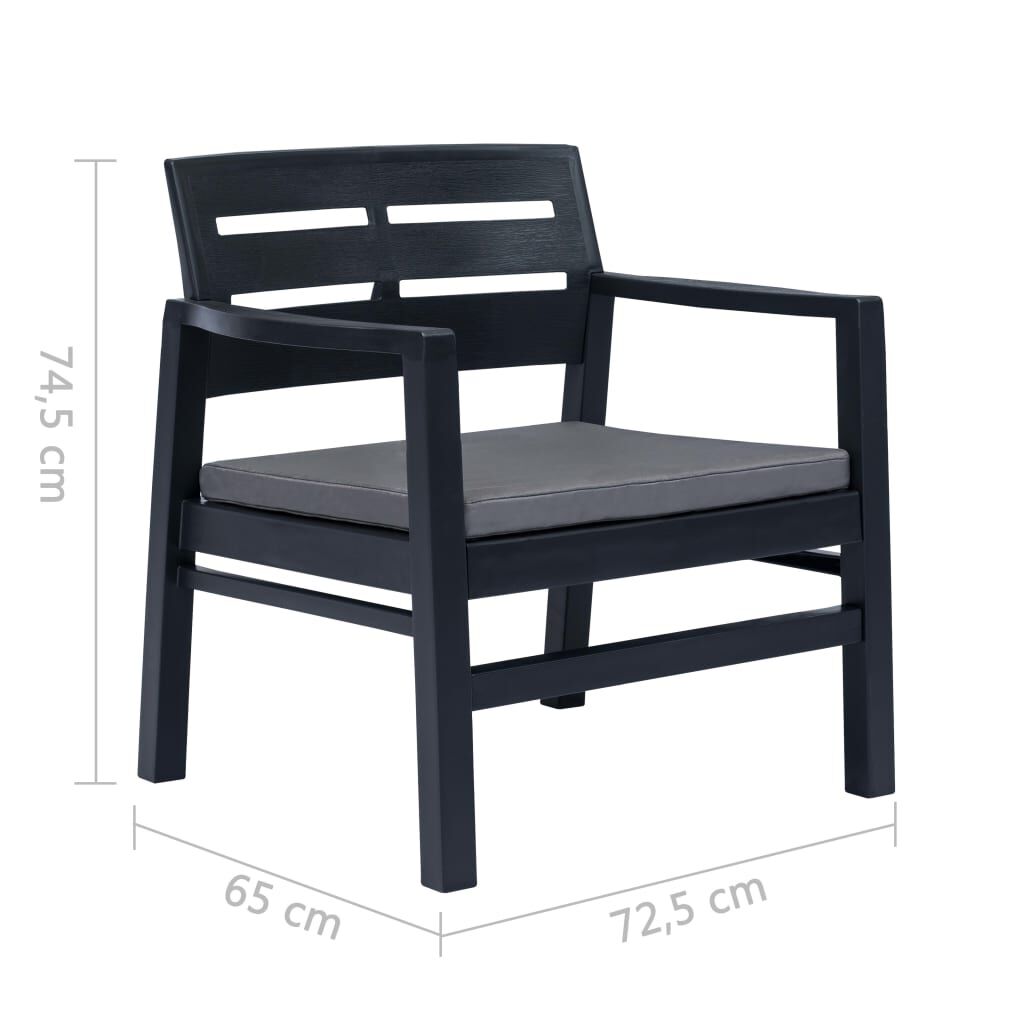 vidaXL 3 Piece Garden Lounge Set Plastic Anthracite