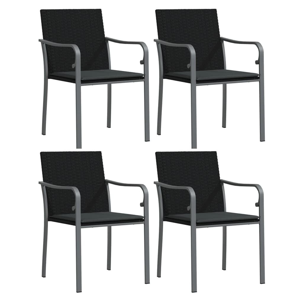 vidaXL 5 Piece Garden Dining Set with Cushions Poly Rattan and Steel
