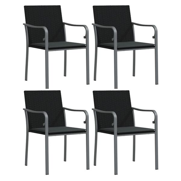 vidaXL 5 Piece Garden Dining Set with Cushions Poly Rattan and Steel