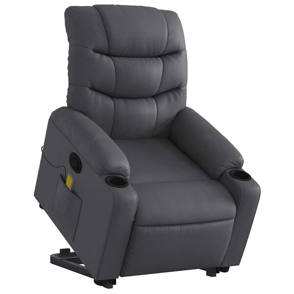 vidaXL Stand up Massage Recliner Chair Grey Faux Leather