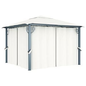 vidaXL Gazebo with Curtain 300x300 cm Cream Aluminium