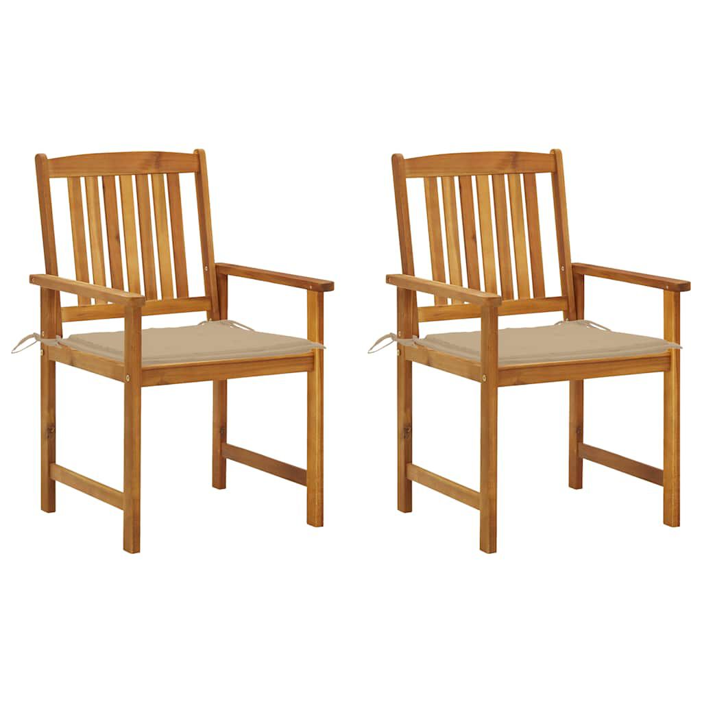 vidaXL Garden Chairs with Cushions 2 pcs Solid Acacia Wood