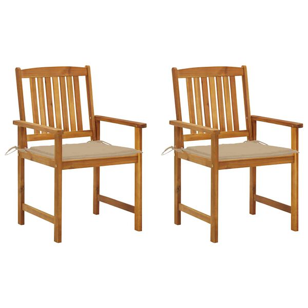 vidaXL Garden Chairs with Cushions 2 pcs Solid Acacia Wood