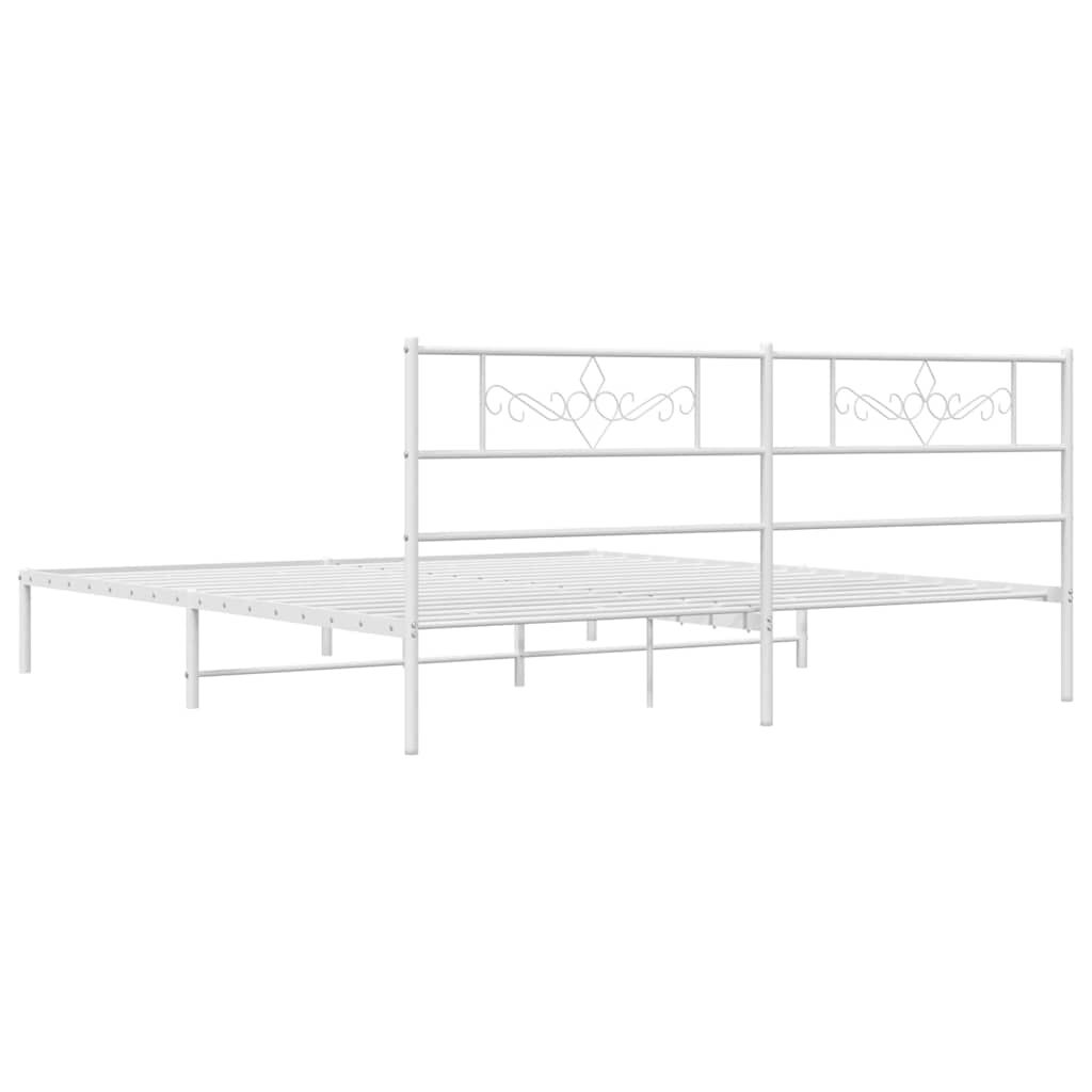 vidaXL Metal Bed Frame without Mattress with Headboard White 183x213cm