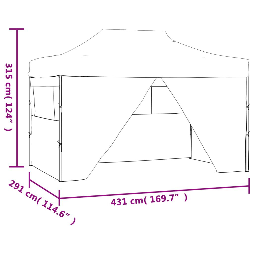 vidaXL Foldable Tent Pop-Up with 4 Side Walls 3x4.5 m Anthracite