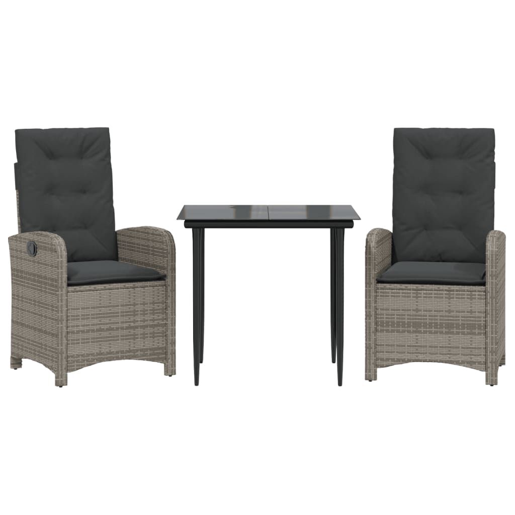 vidaXL 7 Piece Garden Dining Set with Cushions Grey Poly Rattan