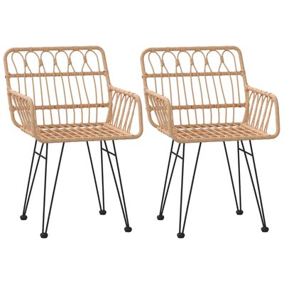 vidaXL Garden Chairs 2 pcs with Armrest 56x64x80 cm PE Rattan