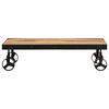 vidaXL Coffee Table with Wheels Solid Mango Wood 100x55x26 cm