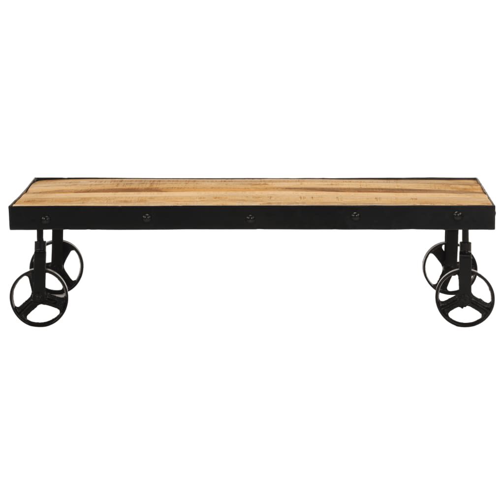 vidaXL Coffee Table with Wheels Solid Mango Wood 100x55x26 cm