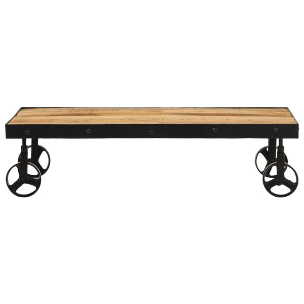 vidaXL Coffee Table with Wheels Solid Mango Wood 100x55x26 cm
