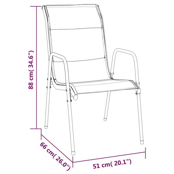 vidaXL Garden Chairs 2 pcs Steel and Textilene Black
