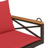 vidaXL Swing Bench with Cushions Brown 109x62x40 cm Poly Rattan