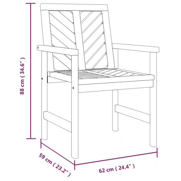 vidaXL Garden Dining Chairs 2 pcs Solid Wood Acacia