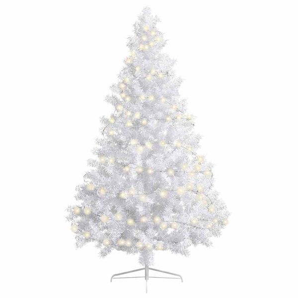 vidaXL Artificial Half Pre-lit Christmas Tree with Stand White 180 cm PVC