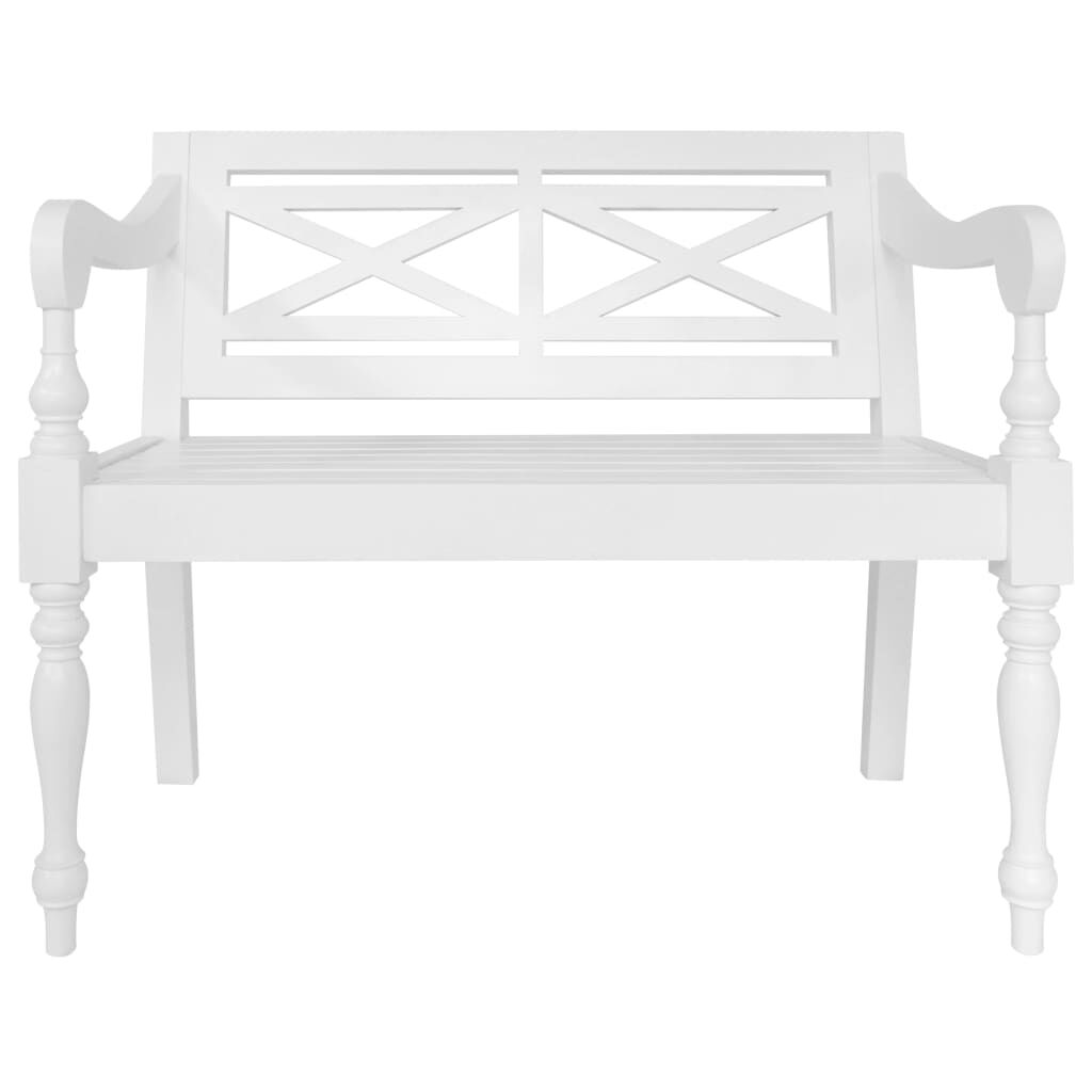 vidaXL Batavia Bench 98 cm Solid Mahogany Wood White