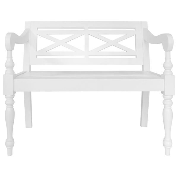vidaXL Batavia Bench 98 cm Solid Mahogany Wood White