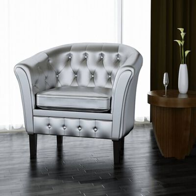 vidaXL Tub Chair Silver Faux Leather