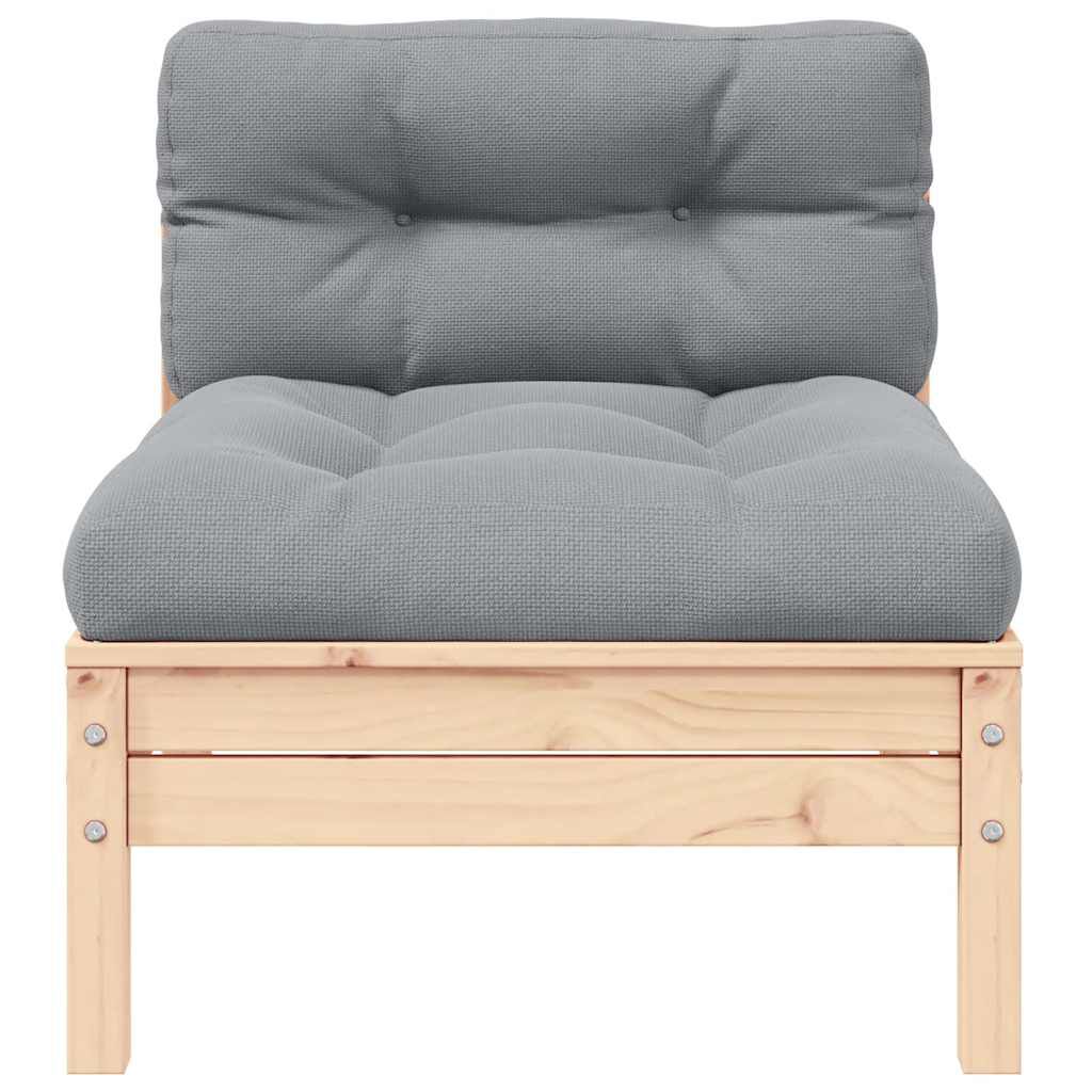vidaXL 2-Seater Garden Sofa with Grey Cushions Solid Pinewood