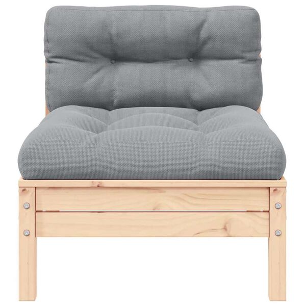 vidaXL 2-Seater Garden Sofa with Grey Cushions Solid Pinewood