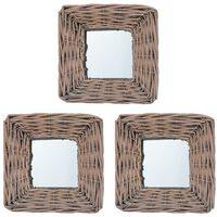 vidaXL Mirrors 3 pcs 15x15 cm Wicker