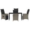 vidaXL Garden Dining Set with Cushion 5 pcs Grey Poly Rattan