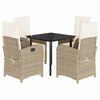 vidaXL 5 Piece Garden Dining Set with Cushions Beige Poly Rattan