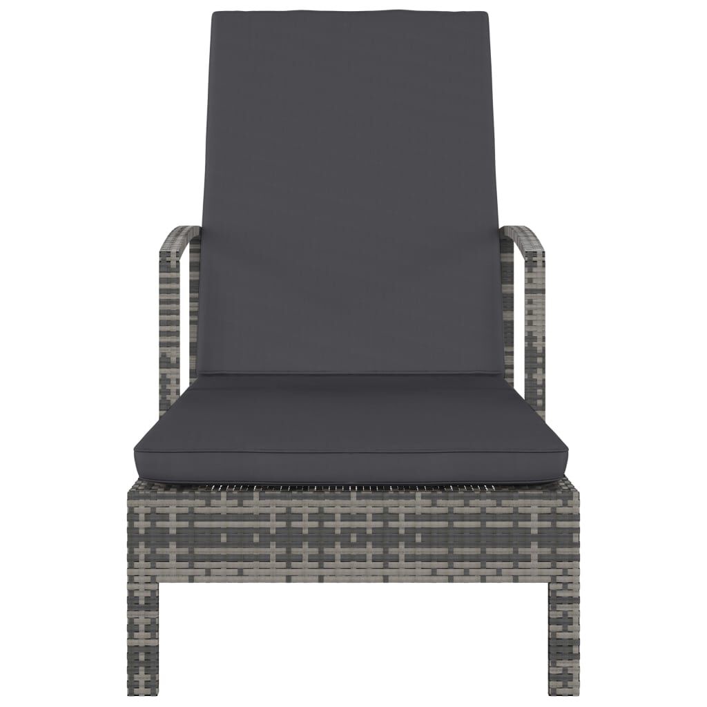 vidaXL Sun Lounger with Armrests Poly Rattan Grey