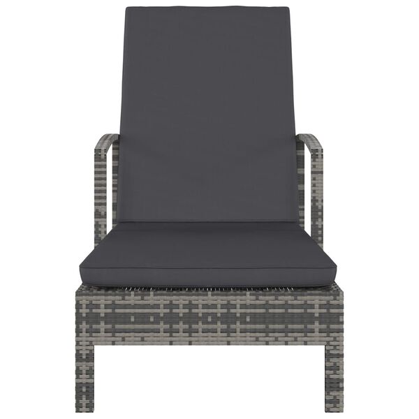 vidaXL Sun Lounger with Armrests Poly Rattan Grey