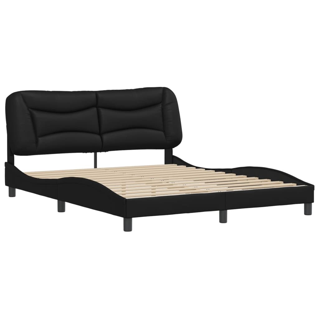 vidaXL Bed Frame without Mattress Black 152x203 cm Queen Faux Leather