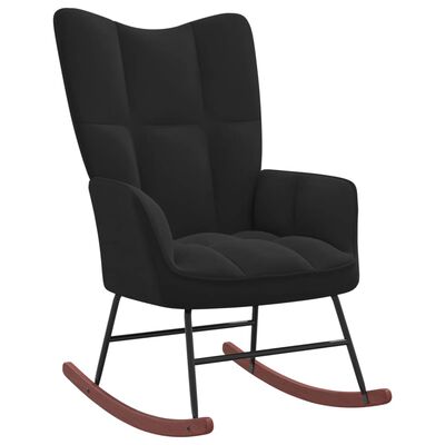 vidaXL Rocking Chair with a Stool Black Velvet