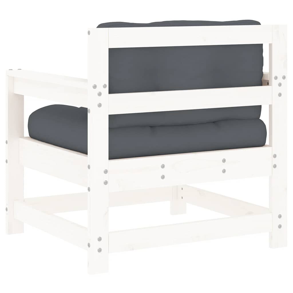 vidaXL Garden Chairs with Cushions 2 pcs White Solid Wood Pine