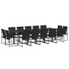 vidaXL 15 Piece Garden Dining Set Black Textilene